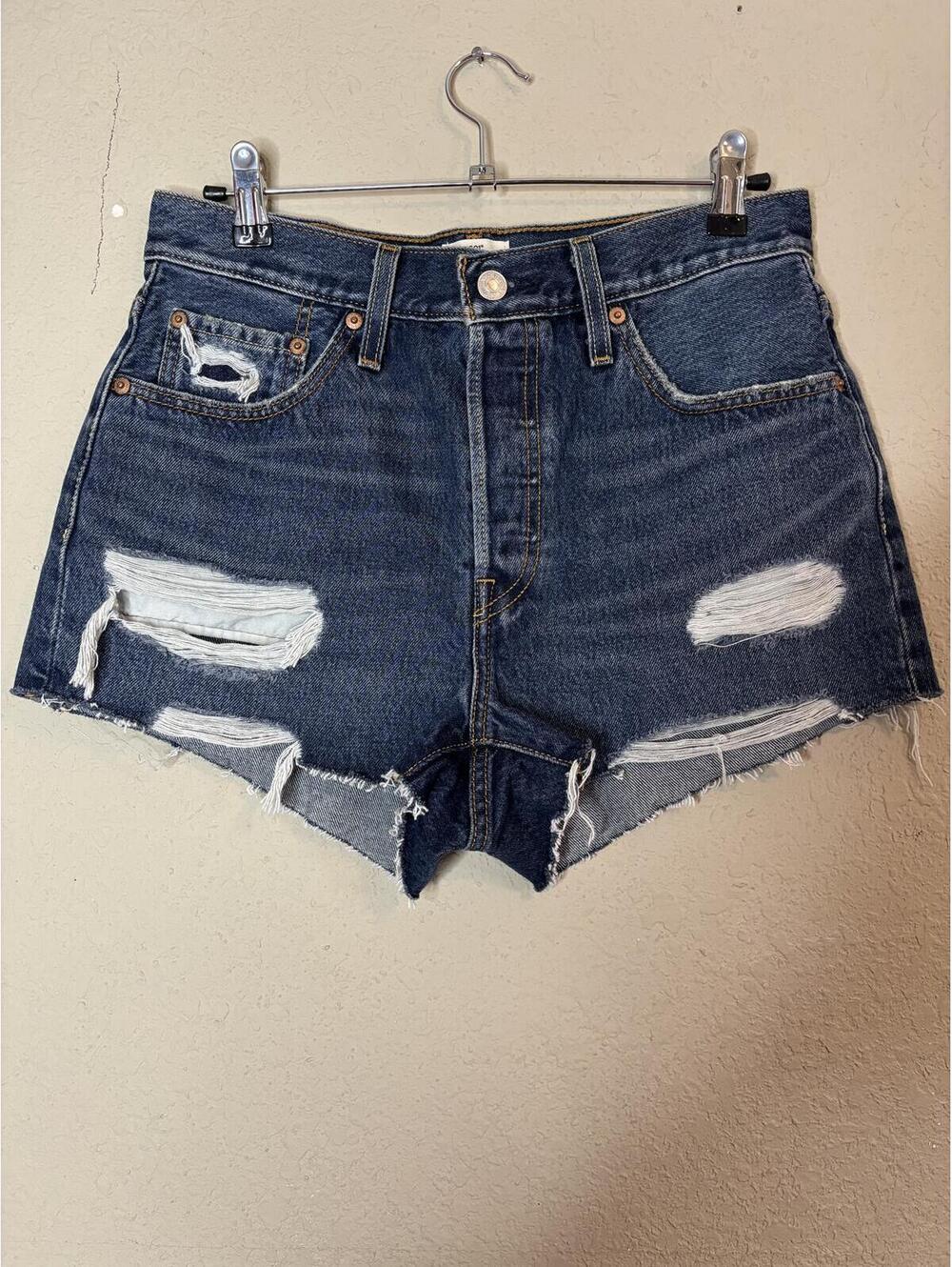 Levi's 501 Original Distressed Denim Cutoff Shorts W28